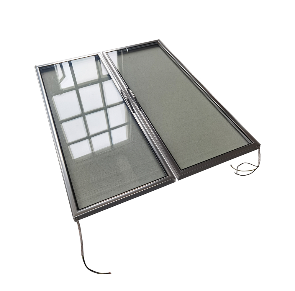Porta de vidro para congelador vertical com moldura prateada