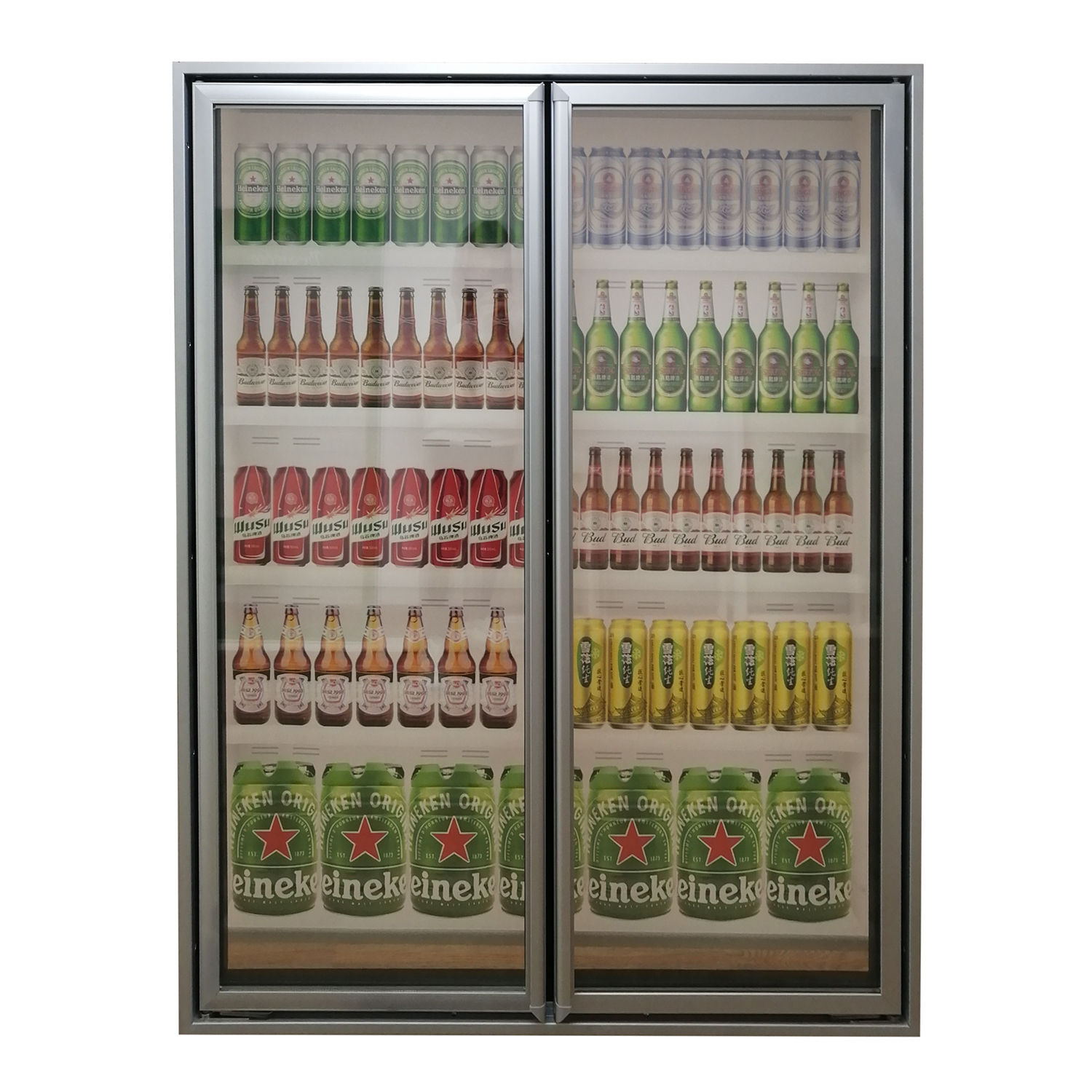 Câmara frigorífica comercial com porta de vidro de exibição com LED