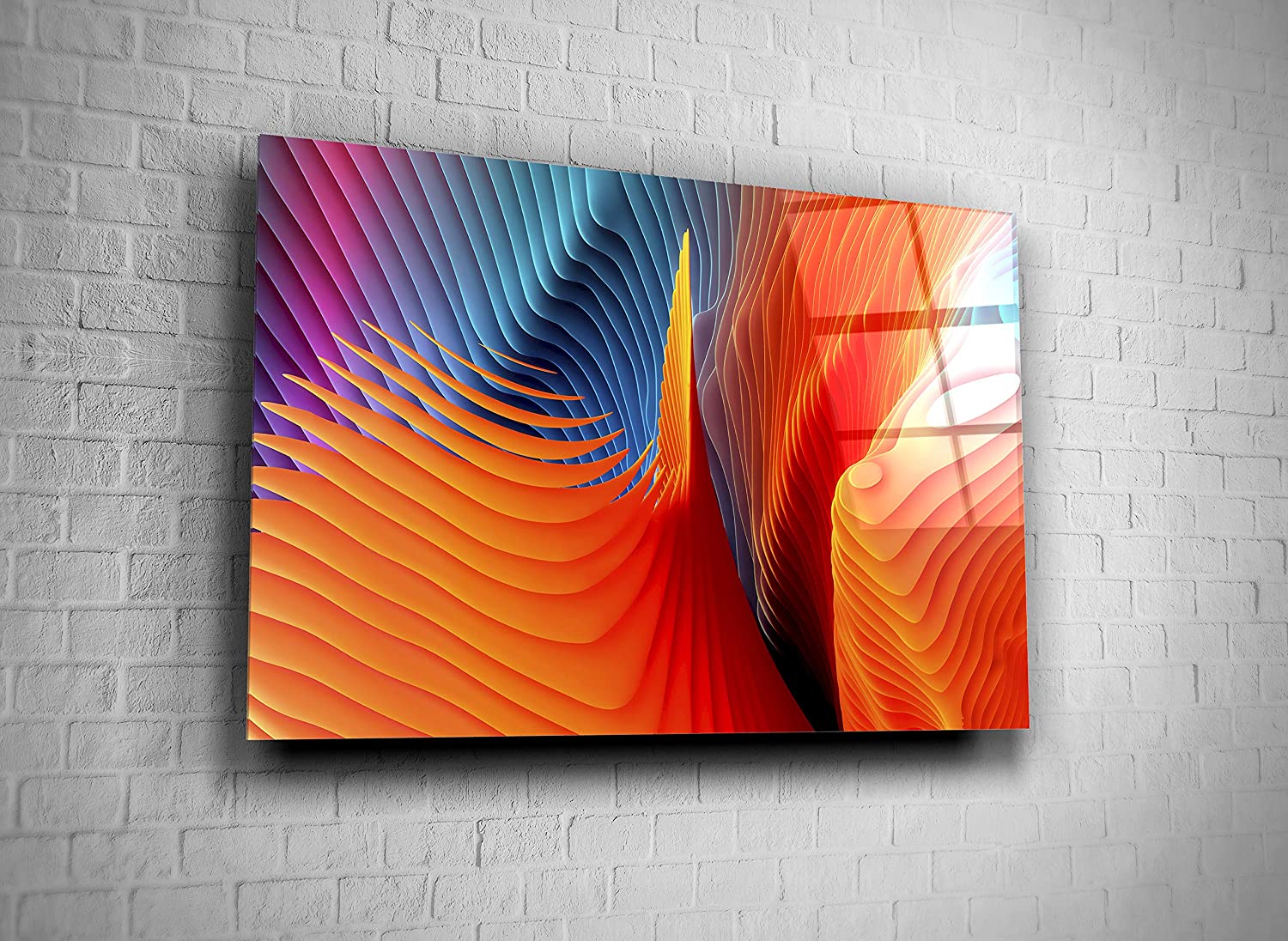 Generic Room Wall Decoration Sunset Beach Digital Printing Frameless Tempered Glass