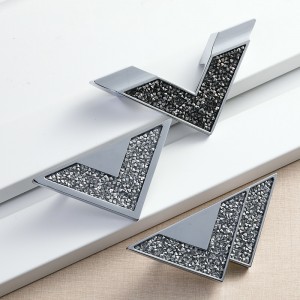 ODM OEM Maniglia triangulare di cassetti per mobili cù cristalli incrustati