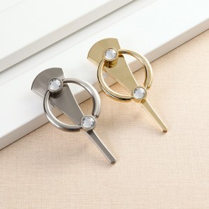 Zinc Alloy Drawer Handle Round with Crystal Glass Bottom Plate