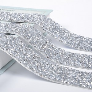 Crystal Rhinestone Trim Diamond Mesh Hot Fix Mem Adhesive Roll Strass Aplique Banding Meblo