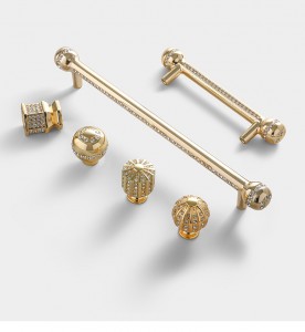 Furniture Luxury  Gold Cabinet Drawer Pulls Crystal Handle Knob