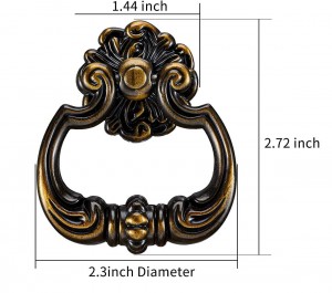 Antique Brass Plated Drawer Handle Zinc Alloy Round Ring Knob Ring Pull