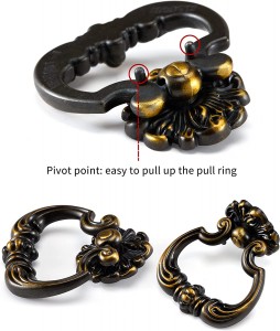 Antique ကြေးဝါချထားတဲ့ အံဆွဲလက်ကိုင် ဇင့်အလွိုင်းအဝိုင်း Ring Knob Ring Pull