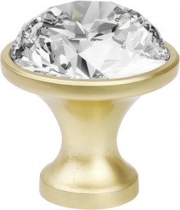 Gumb za predale pohištvene omare, okrogel zlati kristalni ročaj