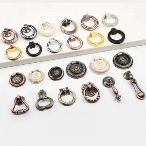 Drawer single hole handle wardrobe cupboard bronze pull ring handle antique hanging ring cabinet door handle