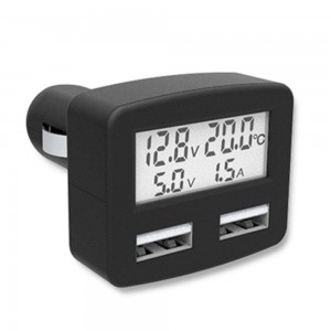 Voltímetro multifuncional para carregador de carro USB duplo 5 em 1 atual