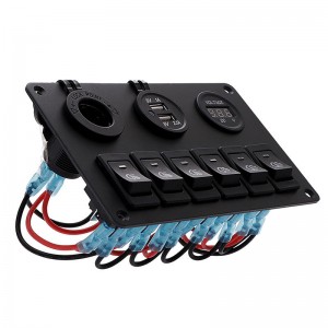 Circuit breaker 6 Gang Blue LED ON / OFF Rocker Pindah Panel pikeun Car Marine Parahu