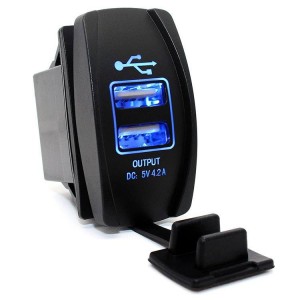 4.2A Dual USB Car Charger Priză Carling Switch Priză de alimentare Încărcător USB pentru mașină în stil Rocker