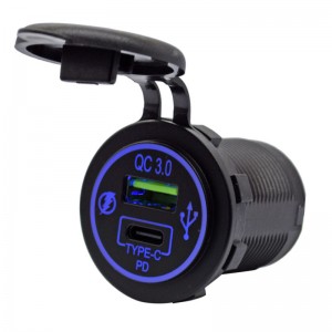PD Type C USB Car Charger Socket 36W နှင့် QC 3.0 USB Quick Charge Socket