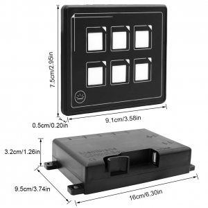 6 Gang LED Switch Panel Slim Touch Control Panel Box vir Car Marine
