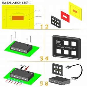 6 Gang LED Switch Panel Slim Touch Control Panel Box for Car Marine