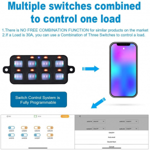 Auto On-Off RGB LED Car Switch Box Panel Cyffwrdd Universal