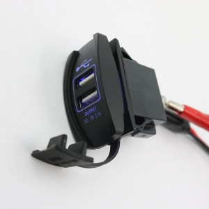 Rocker Style Waterproof 4.2A 12V USB Socket Dual Boat USB Port Car Charger Socket with Led