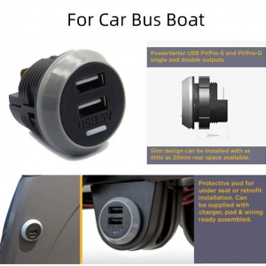 Car Boat Marine အတွက် DC 12 24V အထွက် 5V 3.1A Dual USB Charger Socket