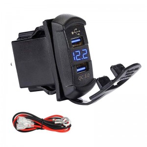 QC 3.0 Rocker Style Dual USB Car Charger Display Digital Voltmetru Monitor Tensiunea bateriei cu cablaj