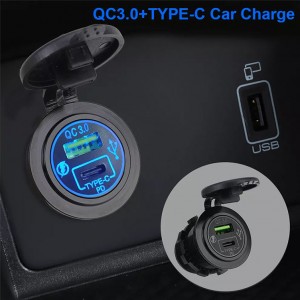 PD Type C USB Car Charge Socket 36W жана QC 3.0 USB Quick Charge Socket