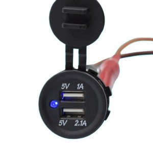 I-12V 24V ye-USB yeTshaja eBini yeSocket Power Outlet 2.1A &1.0A yeSikhephe seMoto saseLwandle