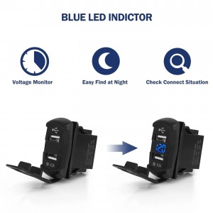 4.2A Dual USB Universal Rocker Style Blue LED Affichage numérique Voltmètre Chargeur de voiture