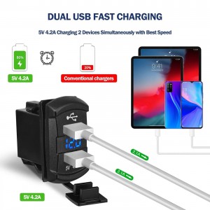 12V Dual USB Charger 5V 4.2A Car Charger Replacement for Rocker Switch Panel on Boats RVs Trucks Cars