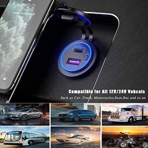 45W USB C 12V USB Port, PD USB C Car Charger è QC 3.0 12V USB Charger With Switch