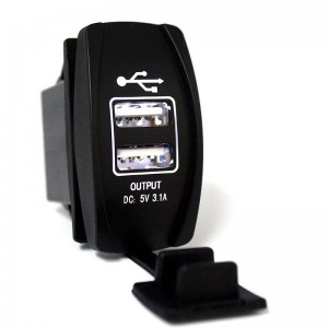 Car USB Charger Rocker Style 3.1A Dual USB Car Charger