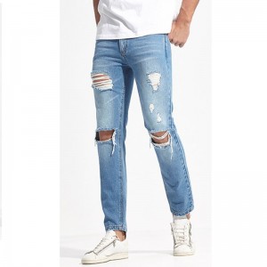 Fashion Simple Basic Slim Fit Washed Ripped Men’s Jeans