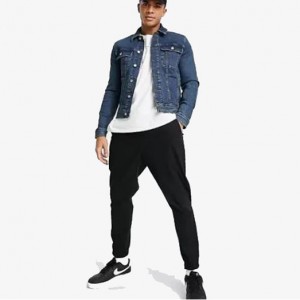 Men’s Outwear Fashion Casual Skinny Western Denim Jacket mid Wash