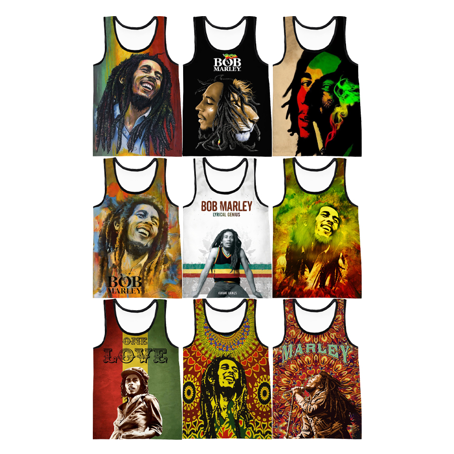 Bob Marley 3D Digital Printing Tank Top for Men Hot Singer Custom All Over Print Graphics Sleeveless Tops Printed 3D Clothing