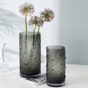 Търговия на едро с различни размери, стъклена ваза с грациозна ивица с широка уста за сватбена декорация