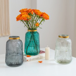 Аптовая шкляная ваза для кветак ручной працы Элегантная шкляная ваза для ўпрыгожвання дома