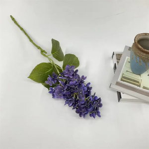 Yiwu blue 3D flower digital print silk hydrangea bouquet wedding flower bush for wedding decor