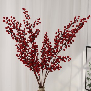 Trái cây màu đỏ tài lộc trái cây mô phỏng hoa trang trí mùa đông trang trí phòng khách cây keo đậu handmade tự làm màn hình