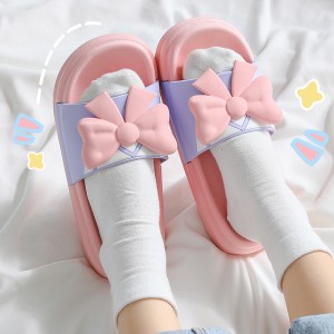 ស្បែកជើងរដូវក្តៅ Lady Bowknot Princess Wind Indoor Household Sandals Outdoor Wear Non slip លក់ដុំ