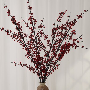 Trái cây màu đỏ tài lộc trái cây mô phỏng hoa trang trí mùa đông trang trí phòng khách cây keo đậu handmade tự làm màn hình