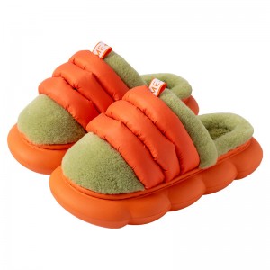 Katun slippers lalaki usum Baotou tambah buludru kandel handap lemes pasangan haneut indoor home wol slippers awéwé