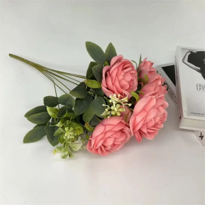 factory dierct bottom price beatiful 6 head rose artificial flower for wedding decor