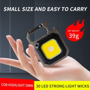 Poced Codi Tâl Cyflym COB Torch Light Mini Led Keychain Flashlight