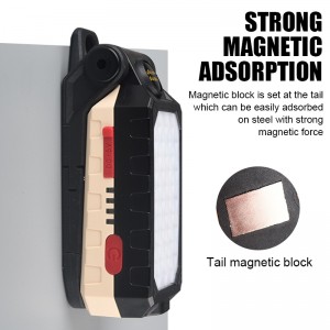Portable COB rechargeable foldable nga adunay magnetic suction work light