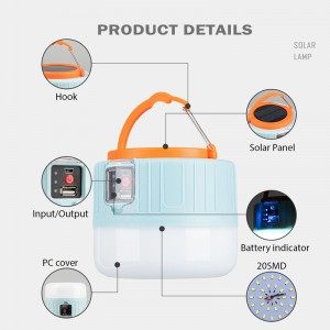 Solar laddning USB vattentät nödlampa camping ljus