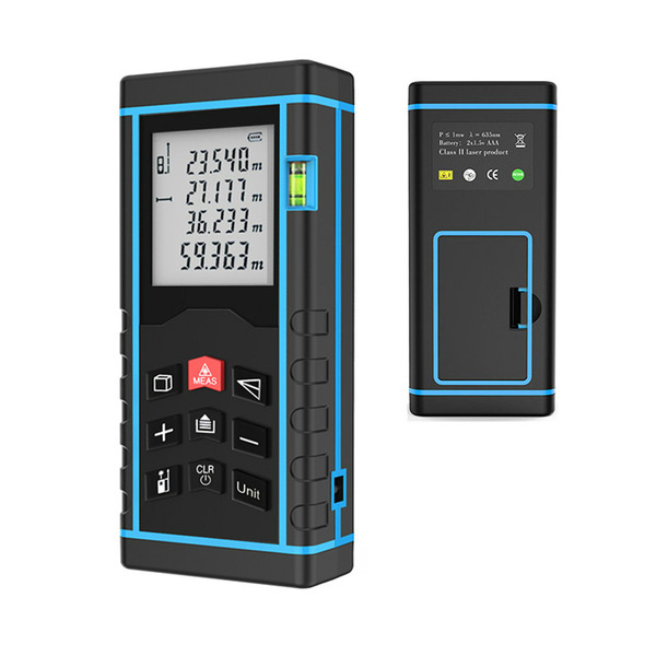 Lézeres távolságmérő digitális mérőeszköz 40/60/80/100 méteres kézi infravörös kültéri szobamérő műszer LCD-vel