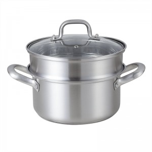Yutai cookware 18/10 stainless steel soup pot 3 qt nga adunay steamer