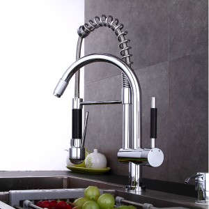 Fleksibilni kupaonski sudoper s dvostrukom funkcijom na izvlačenje, crna kuhinjska slavina, kuhinjska miješalica