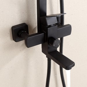 Zestaw prysznicowy Czarny Luksusowy mosiądz Kompletny system paneli ściennych prysznicowych