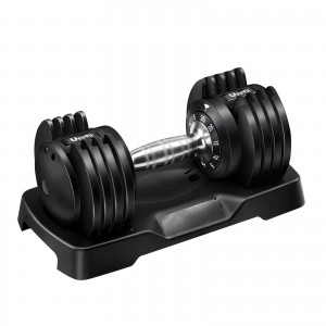 Wholesale China Barbell Rack Stand Suppliers –  Adjust Weight Dumbbell by Turning Handle, Black Adjustable Dumbbell with Tray for Man & Woman Home Gym, with Anti-Slip Metal Handle  ̵...