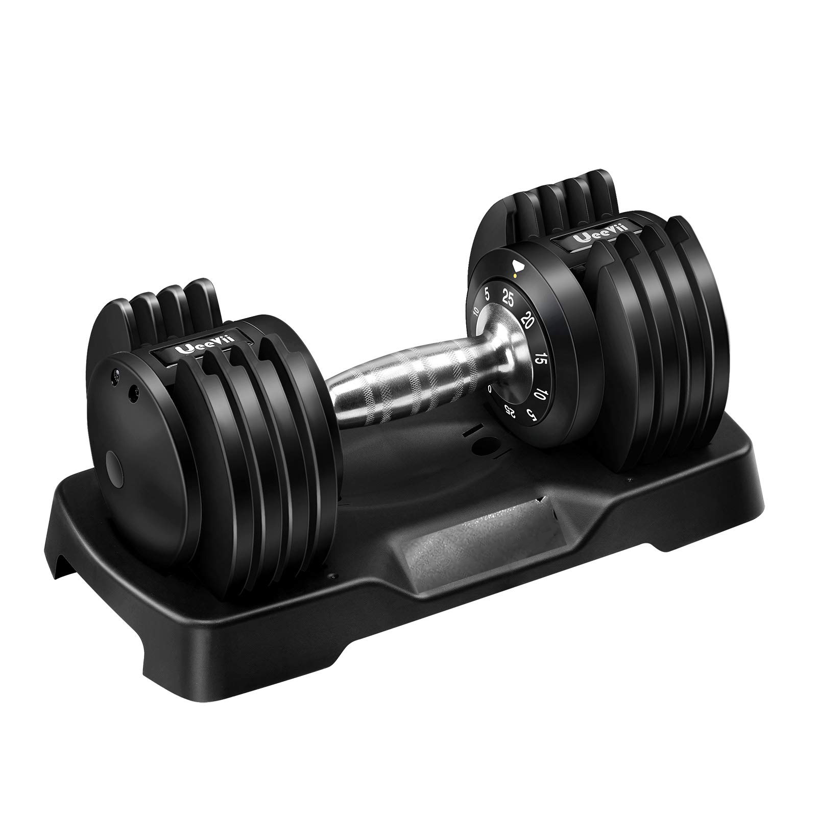 Adjust Weight Dumbbell by Turning Handle, Black Adjustable Dumbbell with Tray for Man & Woman Home Gym, with Anti-Slip Metal Handle Featured Image