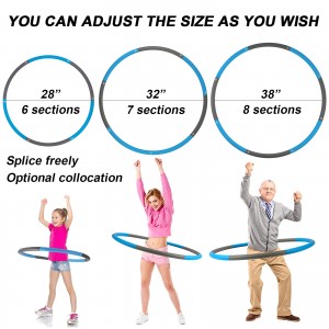 Hula Hoop Weighted Exercise Hoops 8 Section Detachable Design Portable Stainless Steel Weight Adjustable Exercise Hoop