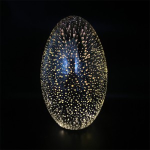 Овално яйце 3D фойерверки Светлина, стъклена LED настолна лампа