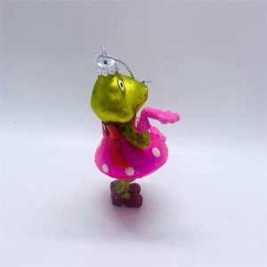 I più venduti Vetru Glittered Noble Gems Glass Queen Frog Ornamentu di Natale decoratu